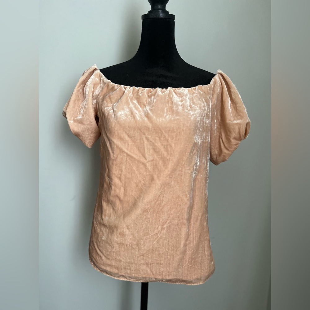 WAYF Velvet Off the Shoulder Blouse
